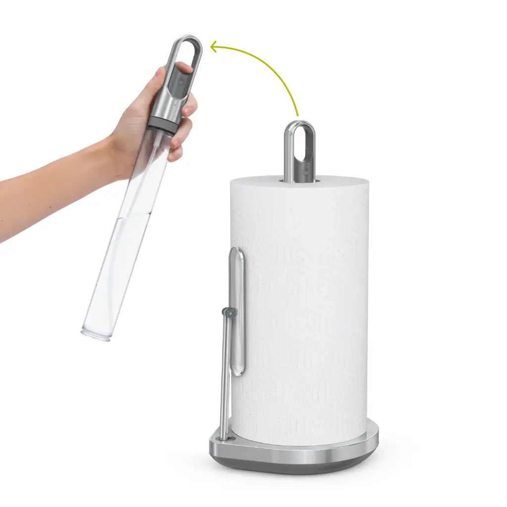 [KT1196] kjøkkenrulholder stående m/spray (børstet stål)