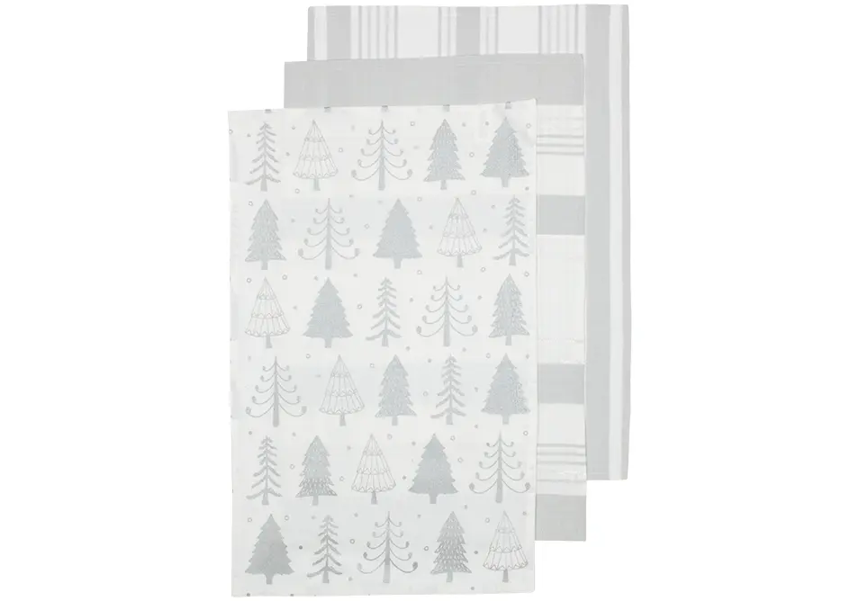 [LA7356901] Sparkle Tree Kitchen Towel 3pcs (silver)