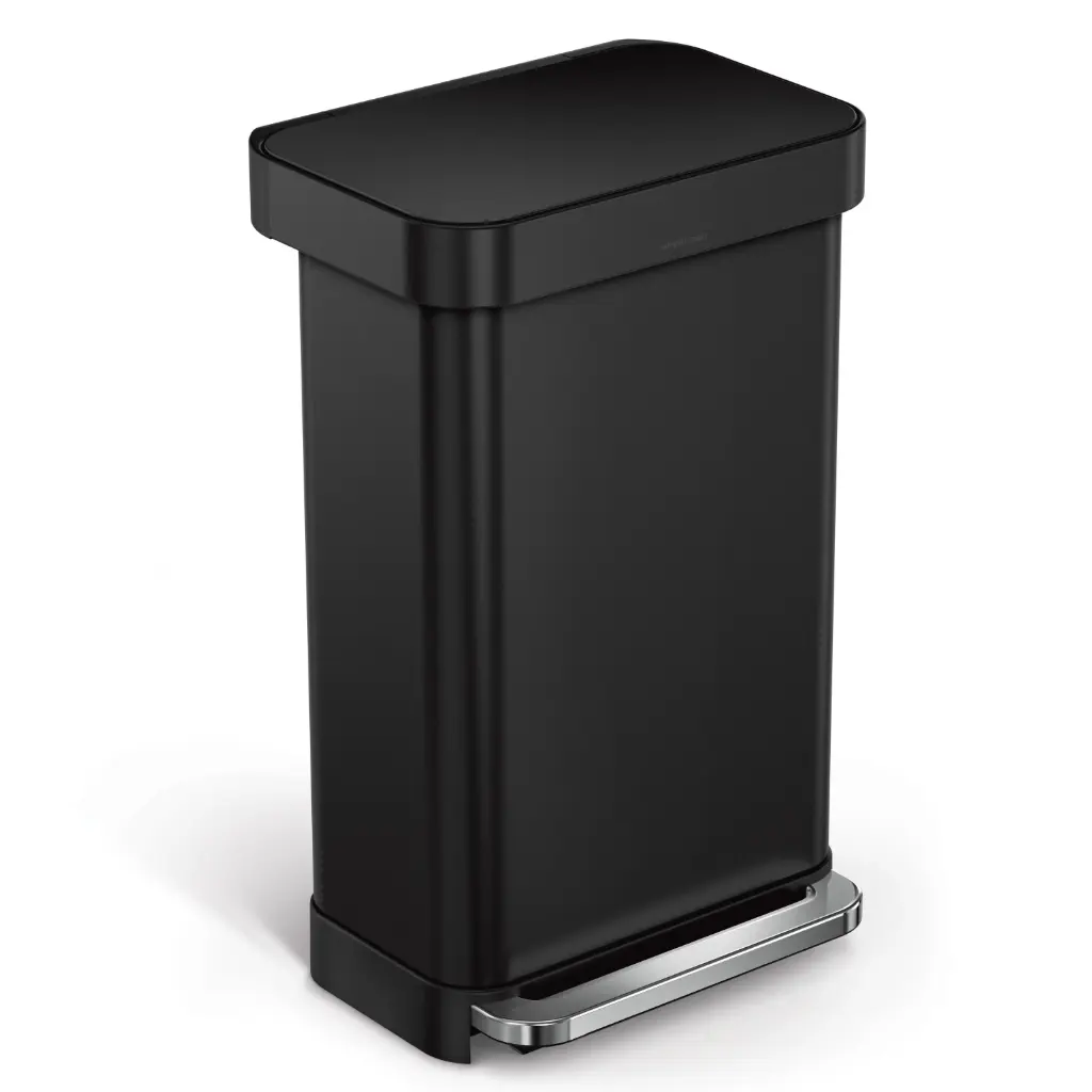 rektangulær pedalbøtte m/ poselomme (45L)