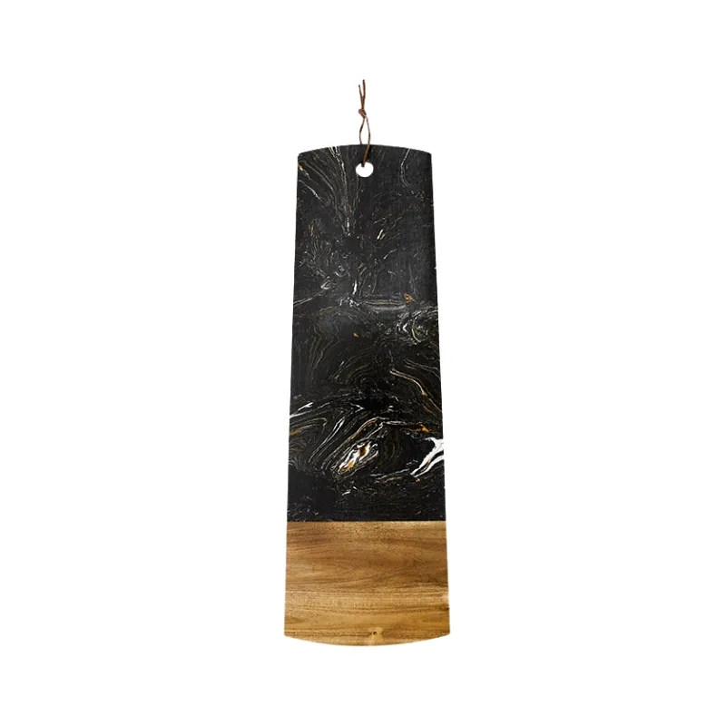 [LA61141] Metta Serveringsfat, Svart Stein & Akasie 20x60cm