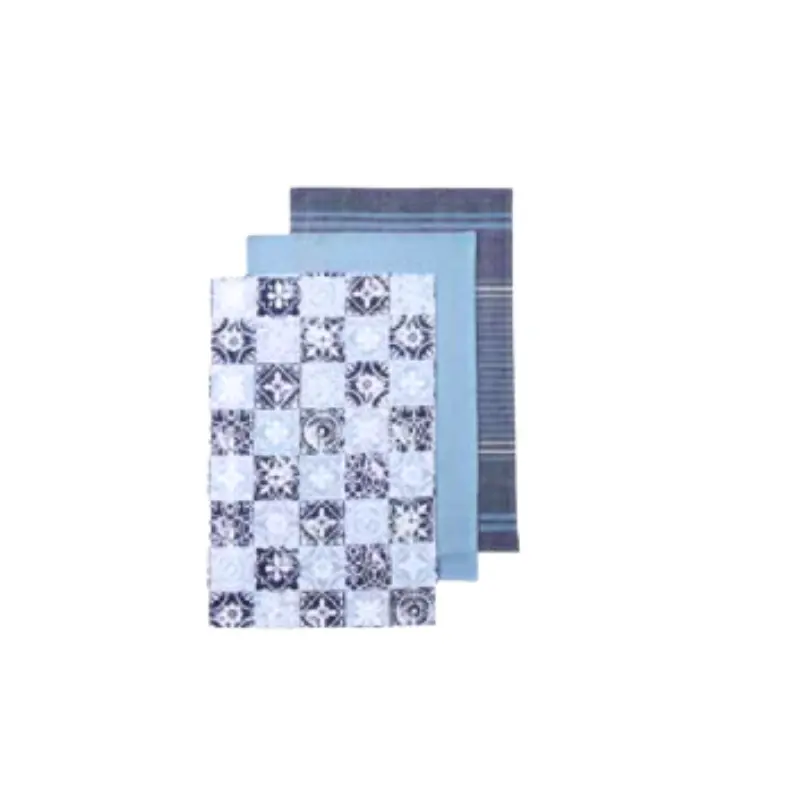 [LA32808-02] Morocco-Tile Kjøkkenhåndkle 3pk (blå)